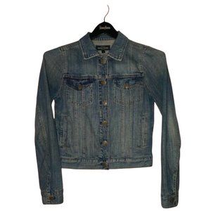 J Crew Women's XS Denim Jacket Top Jean Pockets Distressed Blue Classic Casual